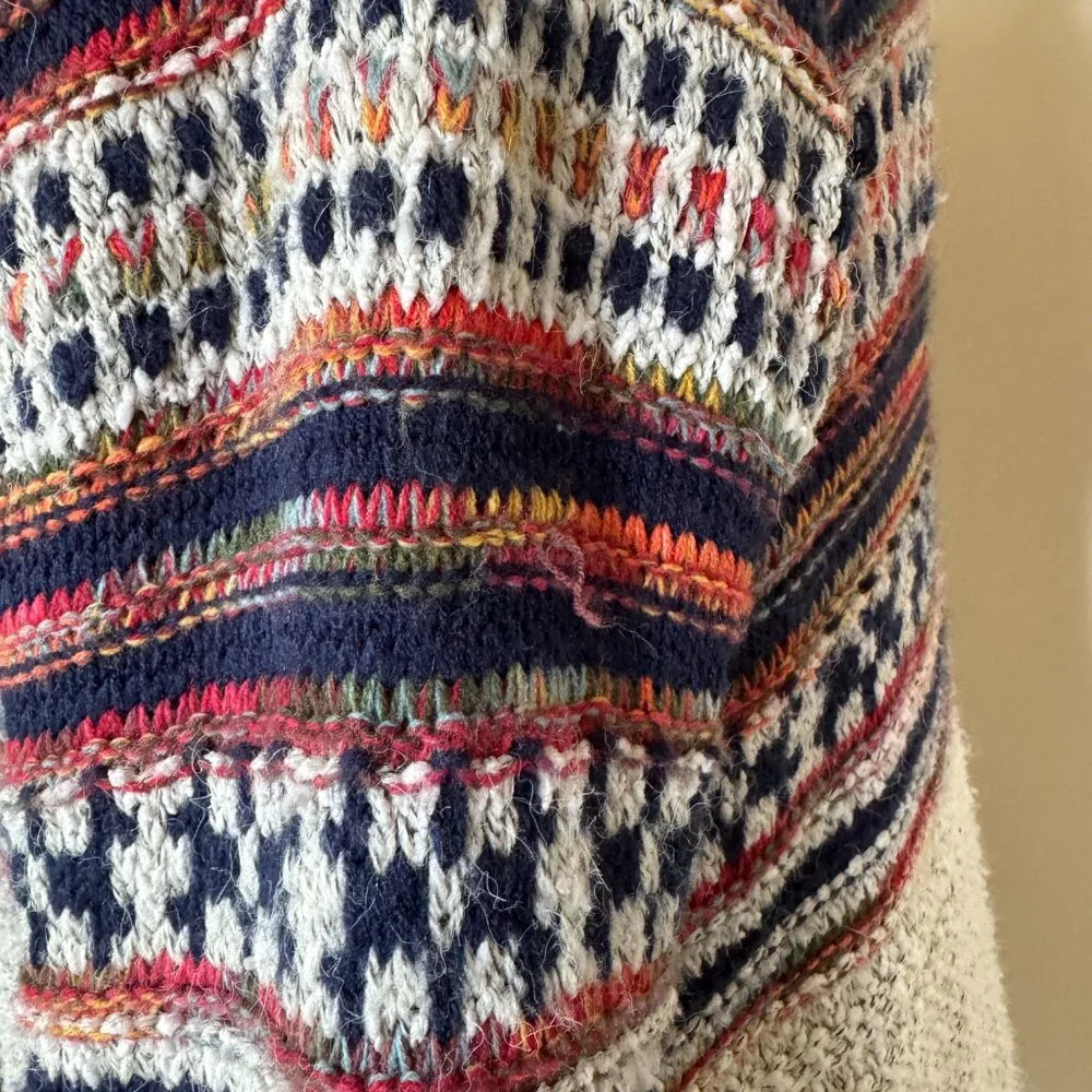 Coco Y Club Grandpa Cardigan Tribal Pattern Fringe Long Sweater L - Picture 5 of 10